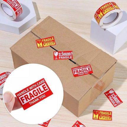 4Rolls Fragile Warning Label Stickers English Caution Handle With Care Packaging