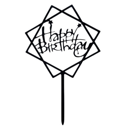 Elegant Acrylic Happy Birthday Cake Topper Decoration Card for Party Supplies