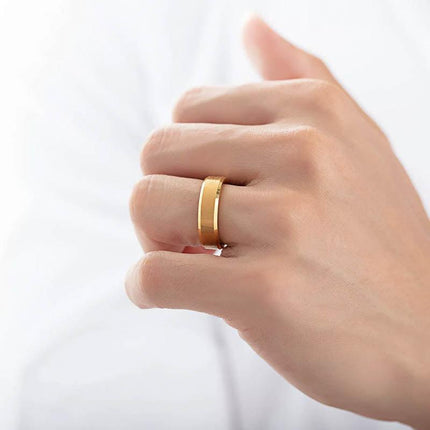 Titanium Stainless Steel 8mm Brushed Finish Wedding Band Comfort Ring Gold - Aimall