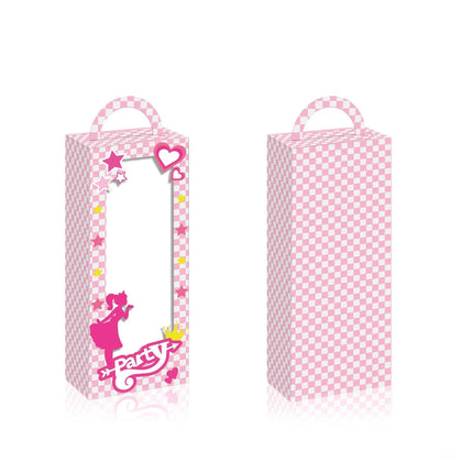 Barbie Red Pink Plaid Window Opening Gift Candy Box