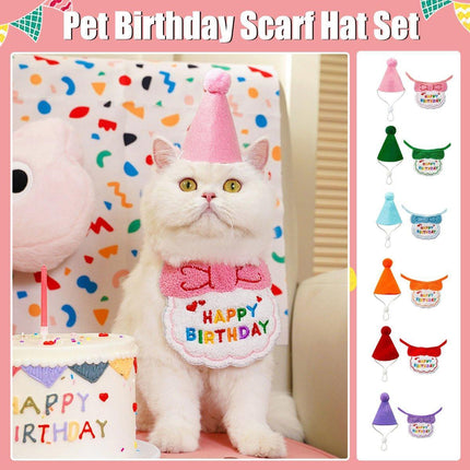 Pet Birthday Dog Cat Bib Scarf Hat Accessory Dogs Cats Celebration