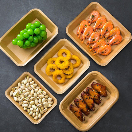 100pcs Eco-friendlyKraft Paper  Trays for Fries Snacks Greaseproof Hot Dog Trays