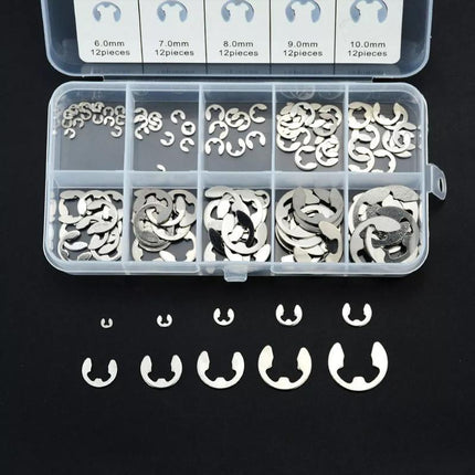 120PCS Stainless Steel E-Clip Assortment Tool Kit Retaining Circlips 1.5-10mm - Aimall