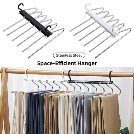 Stainless Steel Multi-Layer Pants Rack Folding Telescopic Anti-Slip Clothes Rack