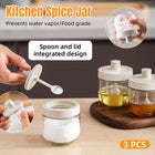 3PCS Glass Seasoning Jar with Spoon Lid Kitchen Salt Spice Storage Box Organizer