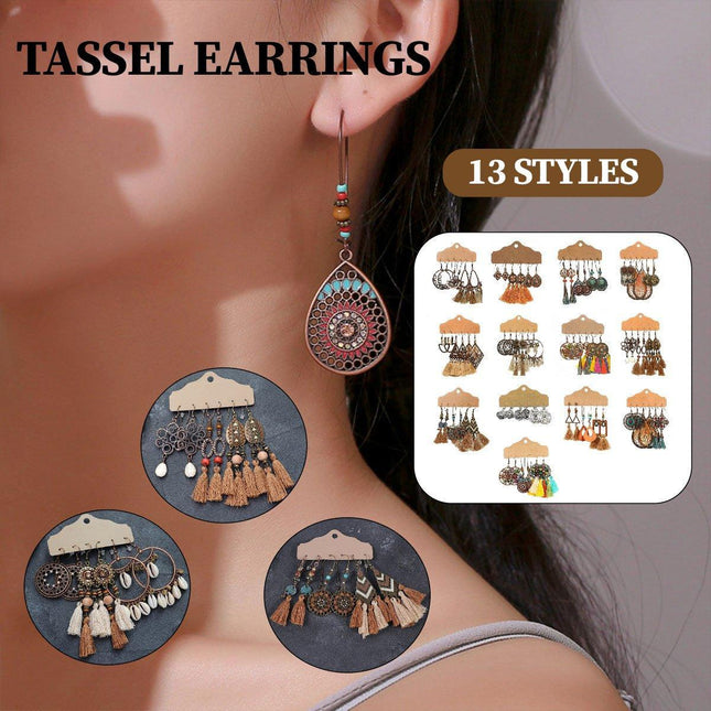 3Set Pairs Bohemian Style Earrings Retro Ethnic Fashionable Romantic Su Earrings