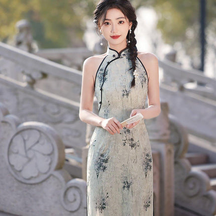 Sleeveless improved Retro Jacquard New Chinese Style Waist Women Cheongsam