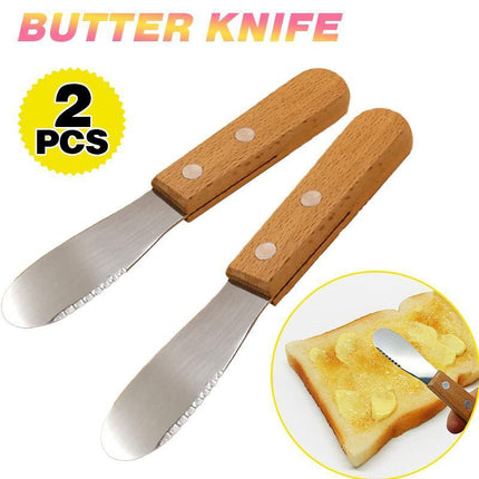 2x Sandwich Spreader Butter Knife Scraper Cheese Slicer Stainless Steel Spatula - Aimall