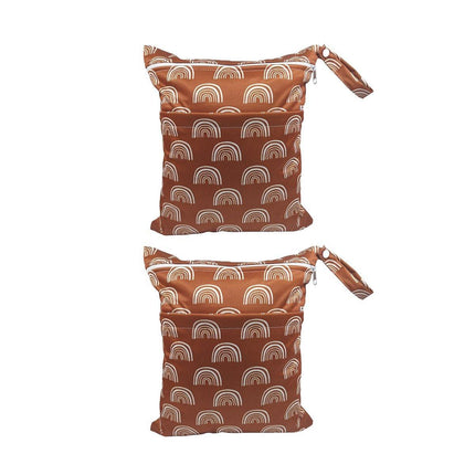 2PCS Cartoon Printed Diaper Bag Double Zipper Washable Storage Organizer