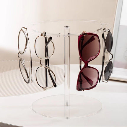 Clear Acrylic Sunglasses Display Stand 360 Rotating Eyewear Holder Black Desktop