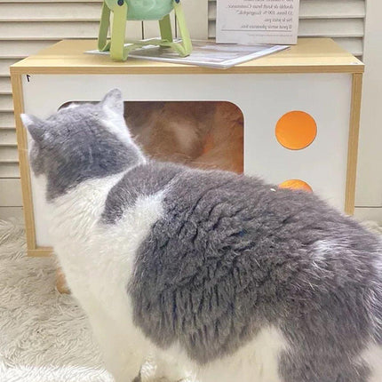 Wooden Pet House Modern Cat Dog Bed Furniture with Ventilation and Stability