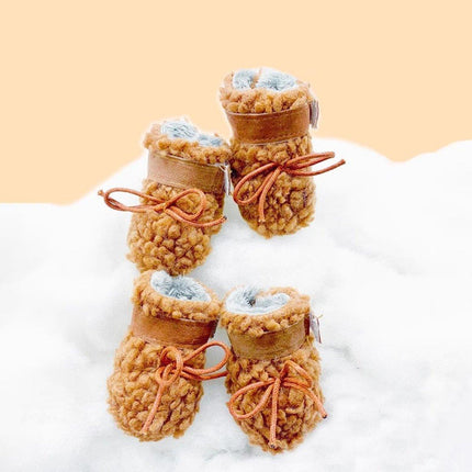 Winter Pet Dog Snow Boots Teddy Puppy Non-Slip Cotton Shoes Warm Puppy Foot