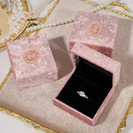 5PCS Pink Vintage Jewelry Velvet Ring Necklance Box Gift Wedding Box