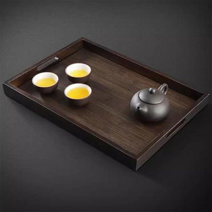 Bamboo Tea Tray Rectangular Tea Table Walnut Colour Fruit Bread Serving Plate