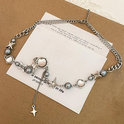Moonstone Pendant Necklace Cool Tone Clavicle Chain for Women Girls Jewelry Gift - Aimall
