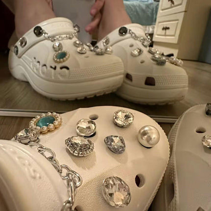Retro Metal Pearl Shoe Buckle Removable Decoration DIY Accessories for Cave Shoe