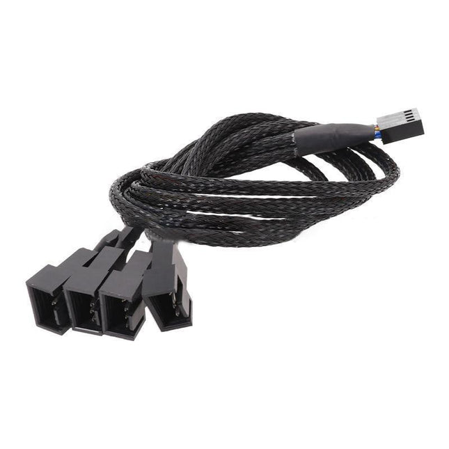 3 Pin Fan Splitter Cable 1 to 4 Ways Extension Power Sleeved Y Cable Case Coolin - Aimall