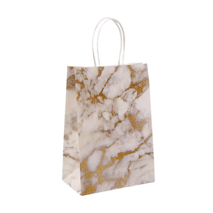 25PCS Marble Series Shopping Paper Bag Luxury Handbag Party Favor Gift Bags Set