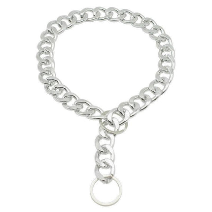 Dog Chain Collar Heavy Duty Choker Double Pet Slip Check Twist Link Chrome Chain Silver - Aimall
