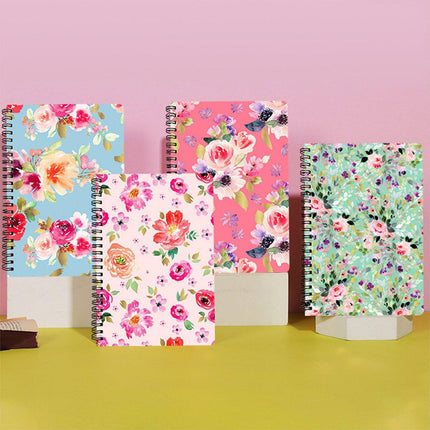 4pcs Loose Leaf Coil Thick Notebook Notepad Vintage Floral Journal Stationery