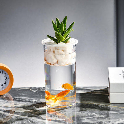 Hydroponic Plant Vase Cylindrical Straight Design Fish Tank for Home Decor