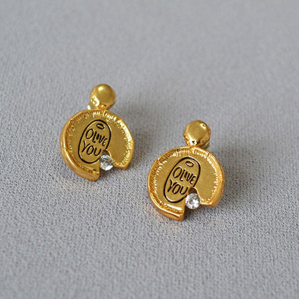 Irregular Lace Stud Earrings Unique Design Missing Corners Stylish Jewelry