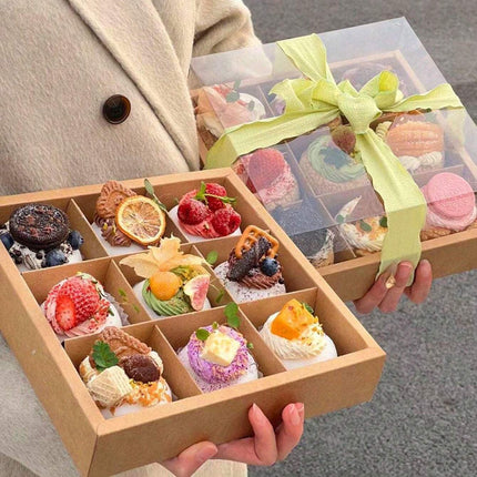 5PCS Kraft Paper Lunch Boxes Picnic Camping Food Containers Bento Sushi Packing