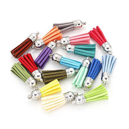 50X Leather Key Chain Ring Tassel Pendants Bulk Mixed DIY Crafts Jewelry Making - Aimall