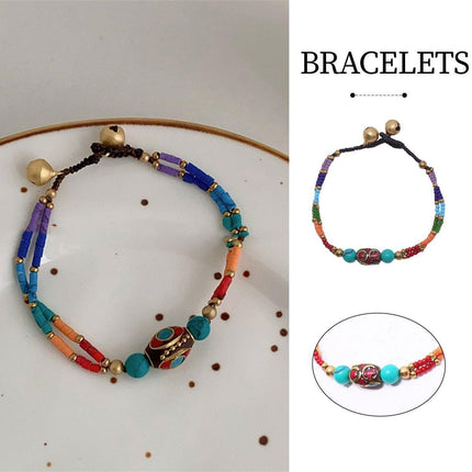 Ethnic Style Handmade Bracelet Color Stone Sky Bead Fashion Round Bead Bracelet