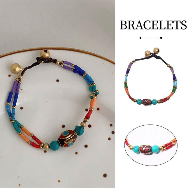 Ethnic Style Handmade Bracelet Color Stone Sky Bead Fashion Round Bead Bracelet