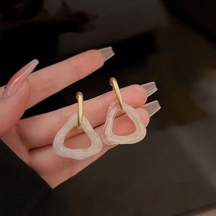 Retro Geometric Triangle Coffee Beige Earrings Women Girls Trendy Fashion