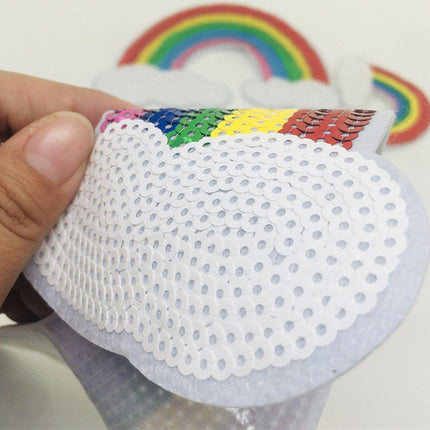 10PCS Large Colorful Sequin Embroidered Rainbow Patches DIY Clothing Accessories