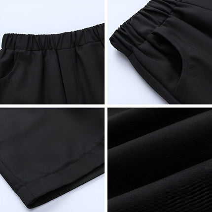 Black Kids Boys Summer Shorts Casual Sport Elastic Waist Pants Breathable Cotton - Aimall