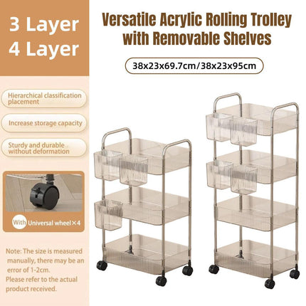 Multi-layer Acrylic Bathroom Kitchen Storage Rack Mobile Snack Organizer