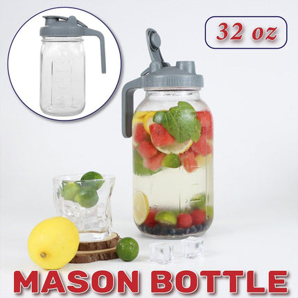 32oz Mason Jar with Lid Carrying Handle Airtight Glass Jar for Drinks or Storage
