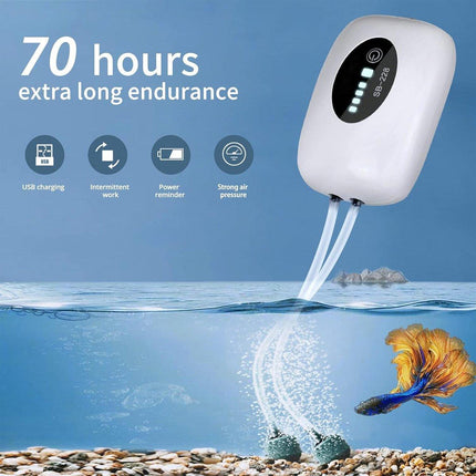 USB Rechargeable Portable Fish Oxygen Pump Silent Battery Aerator Dual-purpose