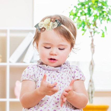 3X Baby Girl Cute Nylon Headband Flower Headwrap Elastic Turban Bows for Newborn