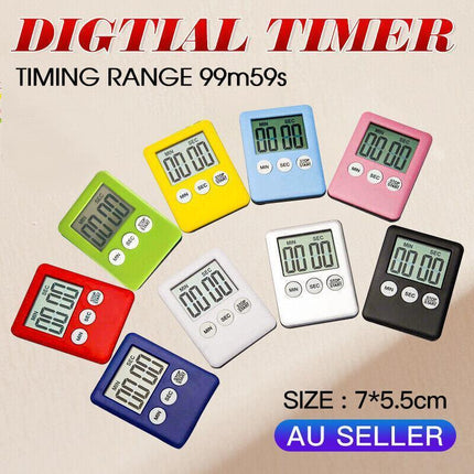 White Magnetic Kitchen LCD Digital Timer Countdown Count Down 99 Minute - Aimall