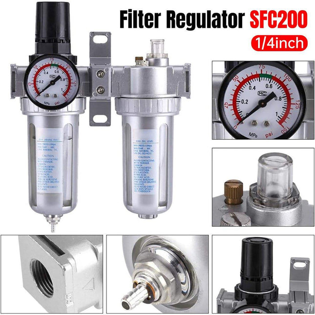 1/4 Air Compressor Water Trap Pressure Regulator Part Filter Water Oil Separator