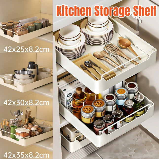 Kitchen Storage Shelf Organizer Sliding Cabinet Basket Pull Out Metal Drawer