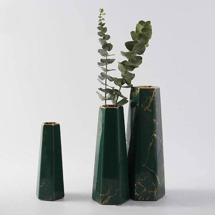 Marbled Ceramic Vase Simple Home Living Room Decor Flower Arrangement Piece