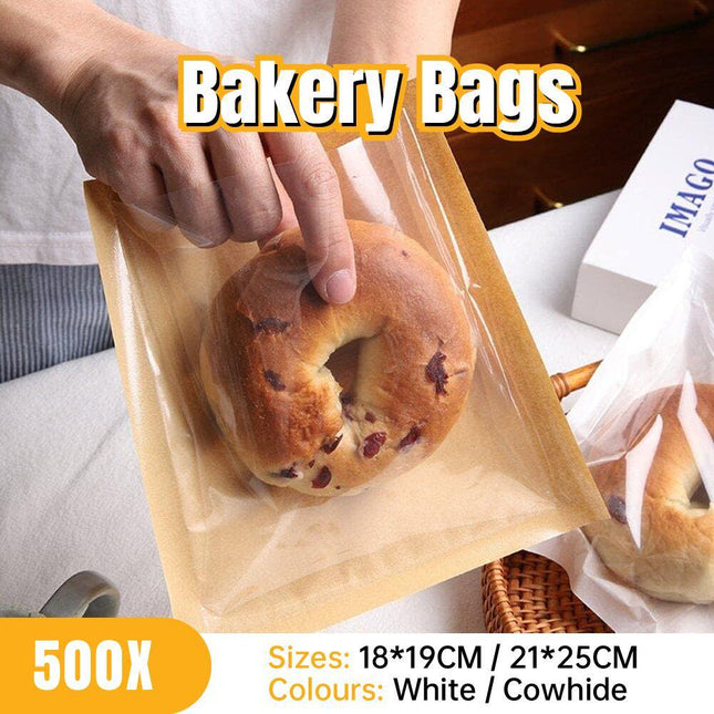 500PCS Transparent Food Greaseproof Bag Sandwich Donut Bread Packaging Pouch - Aimall