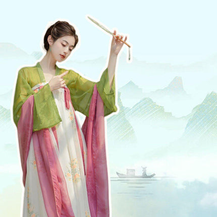 Women Chinese Style Hanfu Tea Dress Guofeng Tang Inspired Chest-length Dress