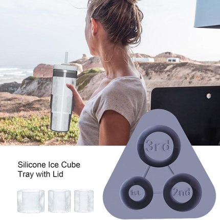 Silicone Ice Cube Tray with lid for Stanley Cups Makes 3 Large Hollow Ice Cubes