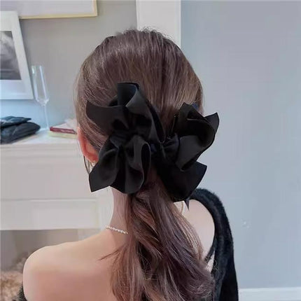 Large Double-Sided Bow-Knot Hair Claw Clip Women Stylish Big Shark Clip Black - Aimall