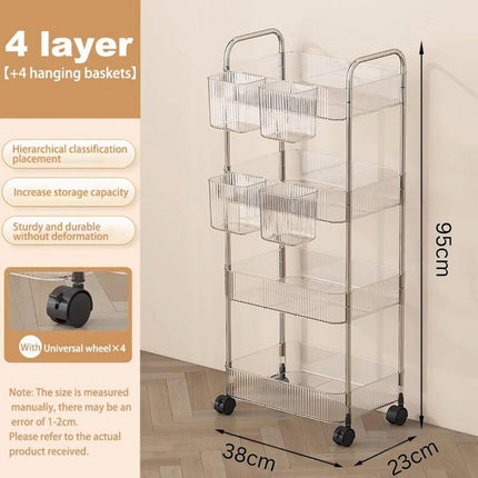 Multi-layer Acrylic Bathroom Kitchen Storage Rack Mobile Snack Organizer