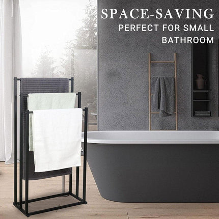 Luxury Metal Floor Towel Rack Freestanding Bathroom Storage Organizer Stand