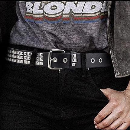 2PCS Square Rivet Belt Punk Style Jeans Waist Belt for Men and Women Fashion