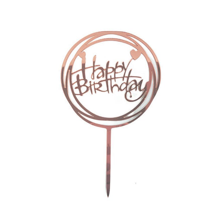 Elegant Acrylic Happy Birthday Cake Topper Decoration Card for Party Supplies