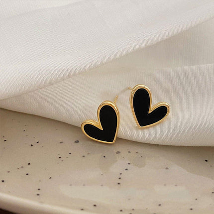 Vintage Black Stud Earrings Women Retro Style Dripping Oil Fashion Jewelry